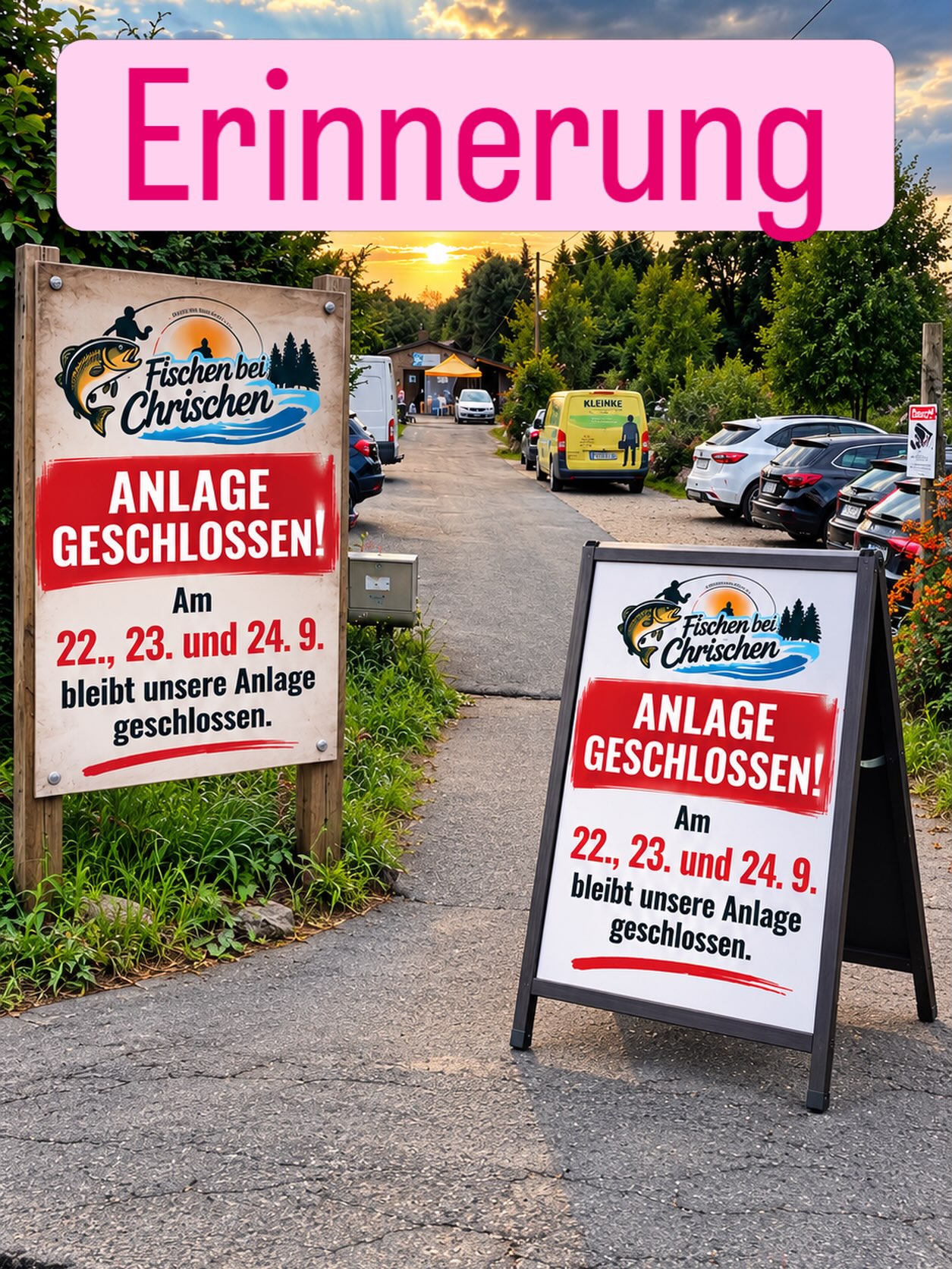 Moin ihr Lieben, kommende Woche ist die Anlage erst ab Freitag wieder geöffnet!!!